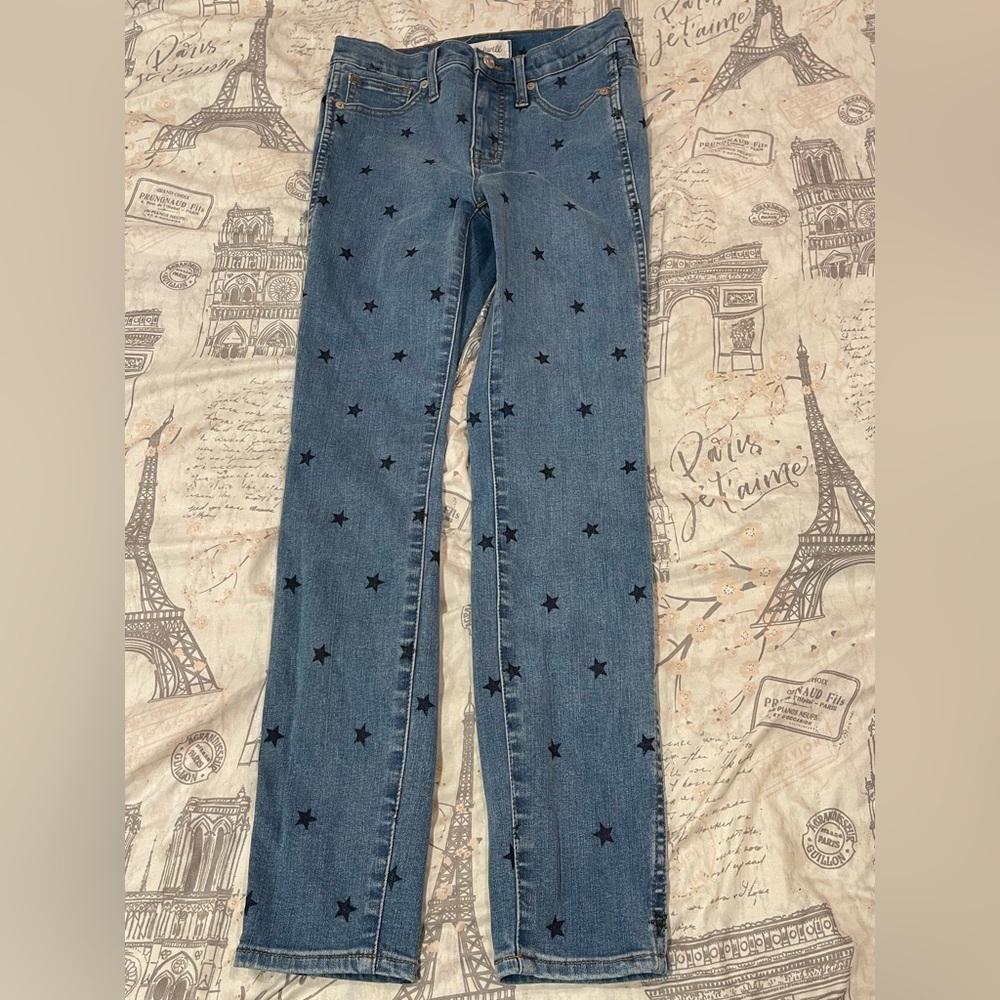 Madewell 10” High-Rise Skinny Star-Patterned Jeans size 25